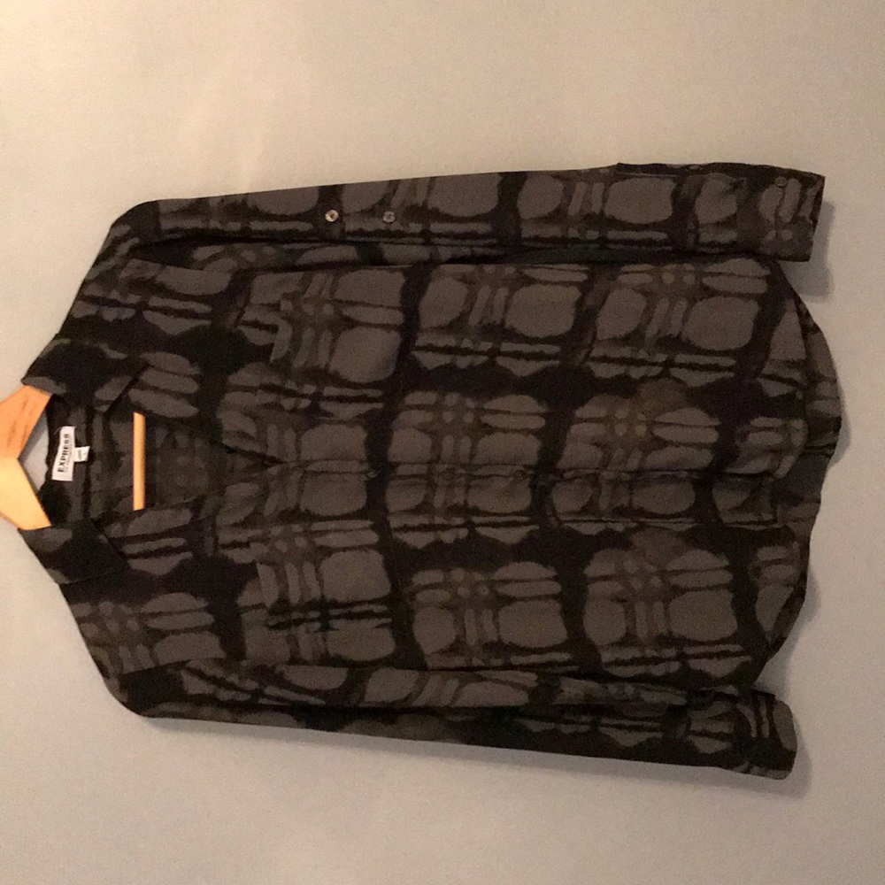 Silky green and black patterned Express shirt